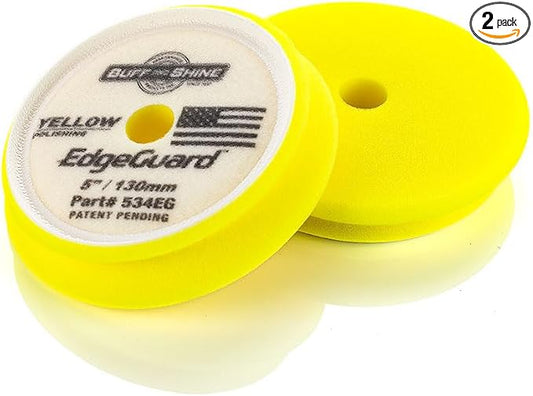 Buff and Shine - EdgeGuard Foam Buffing Pads - Yellow - 5" Polishing Pad - Pack of 2