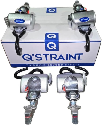 Q'Straint Q-8201-L QRT Standard 4-Pack Wheelchair Tie Down System for L-Track | Semi-Automatic Retractors with J-Hooks & PLI | Complete Securement Kit for NEMT, Paratransit & Bus