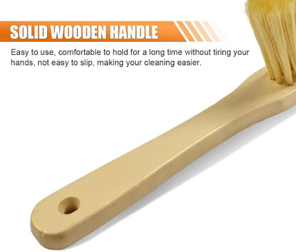 Wooden Auto Interior Dust Brush, Long Handle Car Detailing Brush, Multipurpose Automotive Soft Duster for Dashboard, Workshop, Air Vent, Skylight (Yellow)