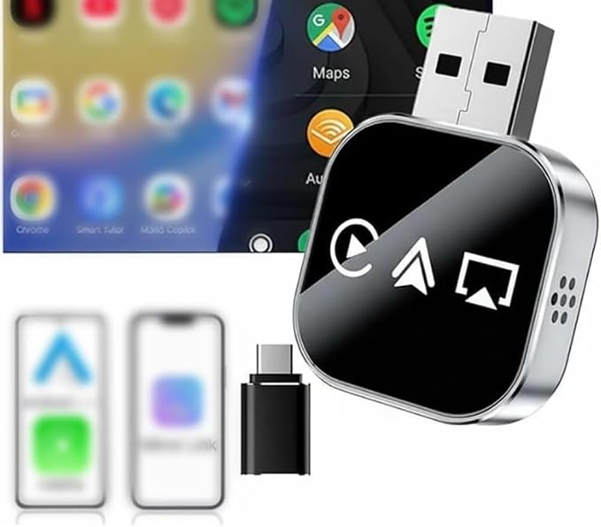 2026 Upgrade 3 in 1 Wireless CarPlay Adapter (for Android)