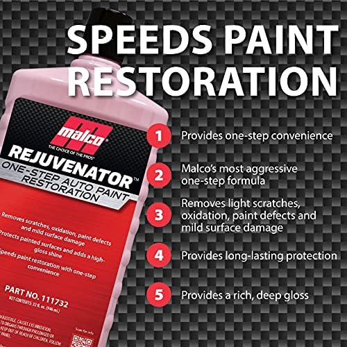 Malco Paint Rejuvenator - One Step Rotary Automotive Paint Restoration/Clear Coat Scratch and Swirl Remover/Re-Shine Old, Aged Paint to Look New / 32 Fl Oz (111732)