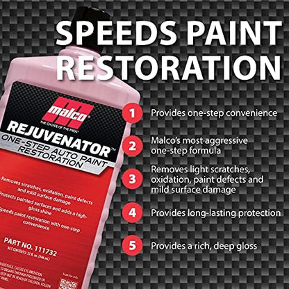 Malco Paint Rejuvenator - One Step Rotary Automotive Paint Restoration/Clear Coat Scratch and Swirl Remover/Re-Shine Old, Aged Paint to Look New / 1 Gallon (111701)