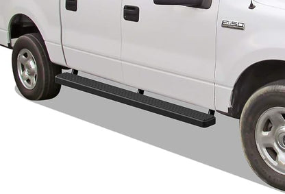 APS 5in Stainless Steel Black Running Boards Compatible with Ford F150 2004-2008 SuperCrew Cab (Exclude 04 Heritage Edition) (Nerf Bars Side Steps)