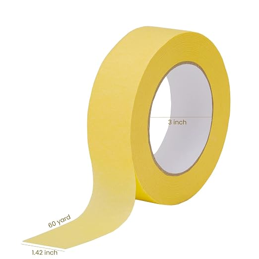 Lichamp 2-Pack Automotive Refinish Masking Tape Yellow 36mm x 55m, Cars Vehicles Auto Body Paint Tape, Automotive Painters Tapes Bulk Set 1.4-inch x 60 Yards x 2 Rolls
