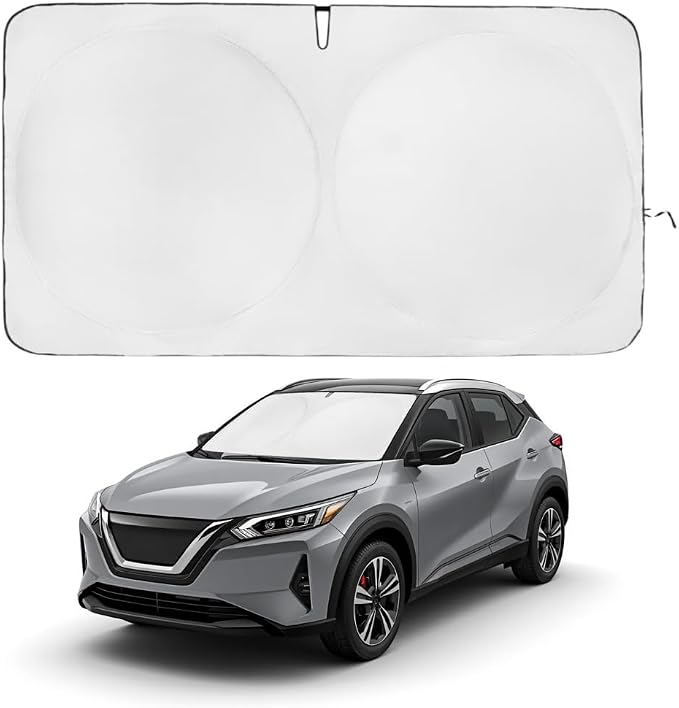Windshield Sun Shade | Compatible for Nissan Ariya (2023-2025) | Certified 99.87% UVB & 99.02% UVA Car Sun Shade. Award Winning Sunshade - Patented Technology | Car Shades by Kinder Fluff