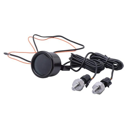 Dual Display Air Suspension Gauge Air Ride Air Pressure Gauge 2Inch 0-220PSI with 2Pcs 1/8NPT Sensors and 16.5ft Sensor Cable LCD Red