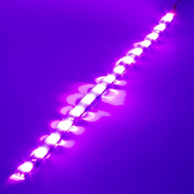 DC 12V Waterproof 1Ft 12 LED Strip Underbody Light with 6 inches Wires for Motor (Purple,Pack of 6)