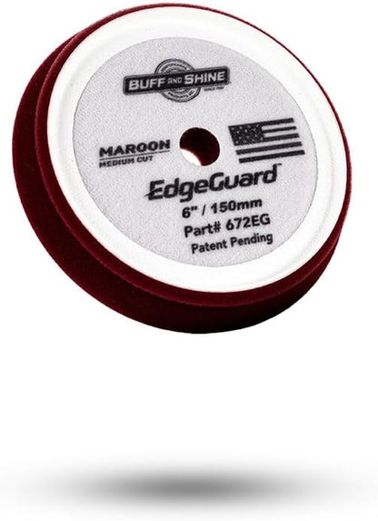 Buff and Shine - EdgeGuard Foam Buffing Pads - Maroon - 6" Medium Cut Pad - Pack of 2