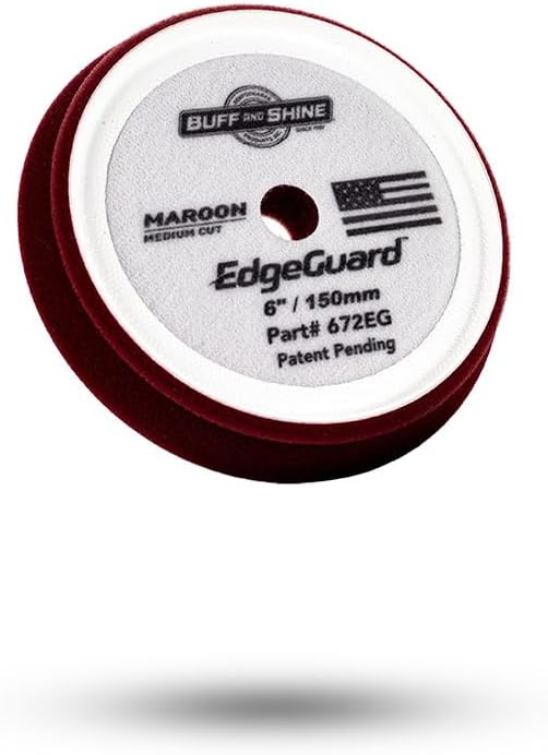 Buff and Shine - EdgeGuard Foam Buffing Pads - Maroon - 6" Medium Cut Pad - Pack of 2
