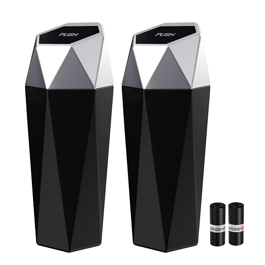 Car Trash Can with Lid - 2-Pack, Interior Accessories for Vehicles, Leakproof Garbage Can with 30 Detachable Trash Bags, Multipurpose Organizers and Storage Solutions for Home and Office