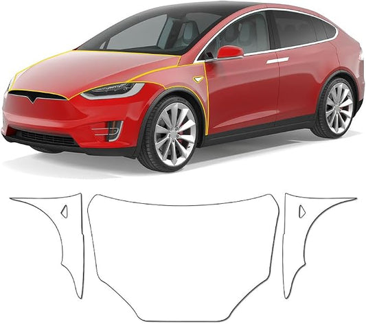 for Tesla Model X 2016-2021 TPU Clear 9Mil Pre-Cut Paint Protection Film Car Vinyl Wrap PPF Transparent Protective Anti-Scratch Self Healing Shield Guard Waterproof Car Wrap Film for Hood
