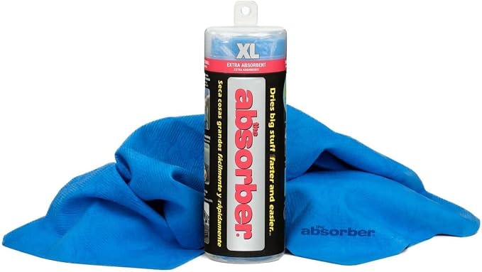CleanTools the absorber XL 29-Inch x 18-Inch, Blue - Synthetic Premium Drying Chamois Cloth for Cars and Trucks - Super Absorbent, Scratch-Free and Washable