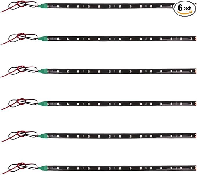 6PCS Car LED Light Strip for Underbody - 1Ft 12V Flexible Waterproof Car Underglow Strip Auto Interior & Exterior Decoration Light - High Brightness LED Strips for Motorcycle Boat (Green)