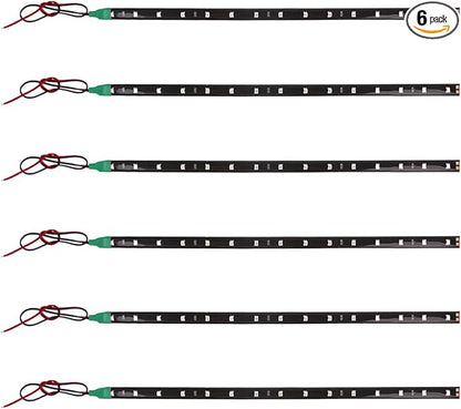 6PCS Car LED Light Strip for Underbody - 1Ft 12V Flexible Waterproof Car Underglow Strip Auto Interior & Exterior Decoration Light - High Brightness LED Strips for Motorcycle Boat (Green)