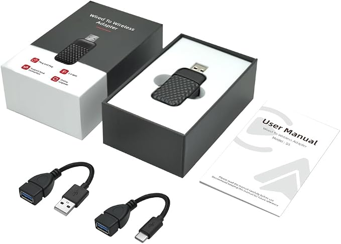2026 Upgraded Wireless CarPlay & Android Auto Adapter: CarPlay Wireless Adapter for iPhone, Plug & Play 5G WiFi & USB Bluetooth 5.0 Dongle, Convert Wired to Wireless for Factory Cars 2015+