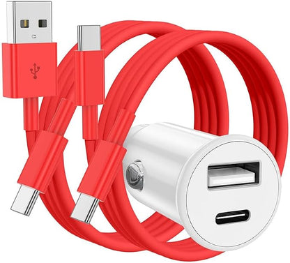 USB C Car Charger for iPhone 17 16 15 Pro Max, 40W Dual Port USB-C & USB-A Car Fast Charging Adapter, 2X3FT C to C Cable & A to C Carplay Cable for iPhone 17 16 15 Series/iPhone Air, iPad, Samsung-Red