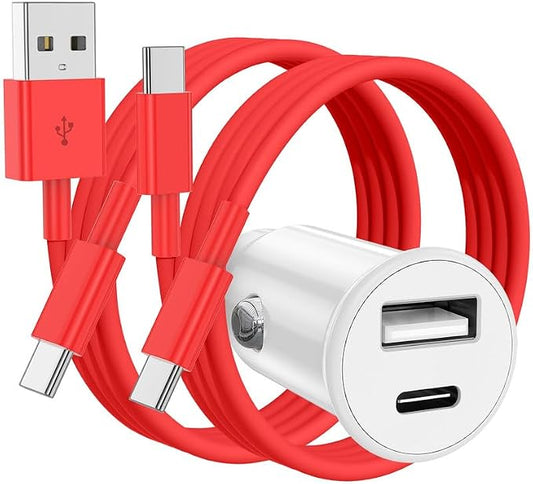 USB C Car Charger for iPhone 17 16 15 Pro Max, 40W Dual Port USB-C & USB-A Car Fast Charging Adapter, 2X3FT C to C Cable & A to C Carplay Cable for iPhone 17 16 15 Series/iPhone Air, iPad, Samsung-Red