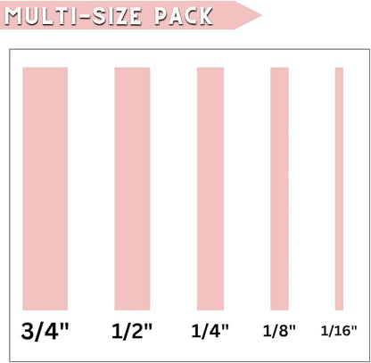 5 Rolls Pinstripe Tape - Masking Tape 1/16", 1/8", 1/4", 1/2", 3/4" - Thin Painters Masking Automotive Tape for DIY, Car, Auto, Paint, Art, Tumblers (Pink)