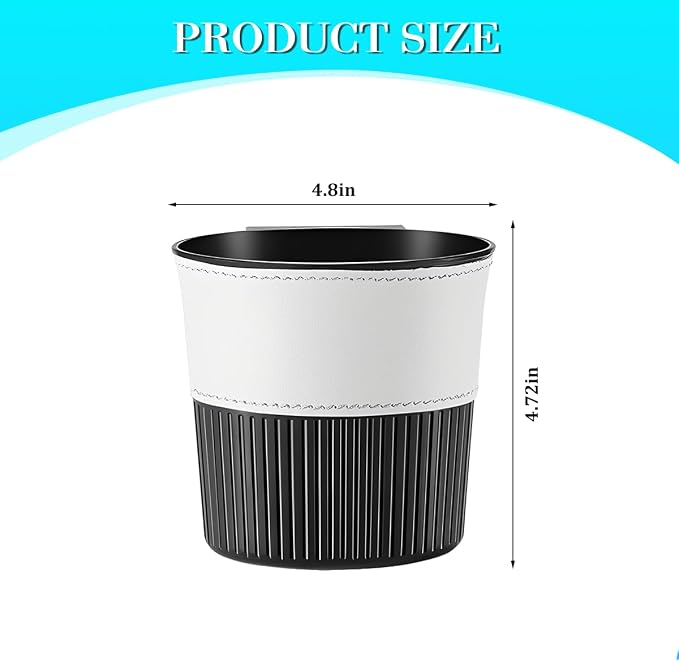 Zpana Car Trash Can, Portable Mini Vehicle Cup Holder Hanging Garbage Container, Multifunctional Automotive Side Door Trash Organizer Can Accessories, Universal for SUV, Sedan, Truck (White)