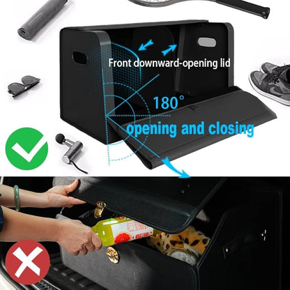 GMQ Car Trunk Organizer for SUV,Car Organizers and Storage with Collapsible Storage, Magnetic Lid Large Capacity for SUV, Truck, MPV (Carbon Black, M-15.8×13×12.5 IN)