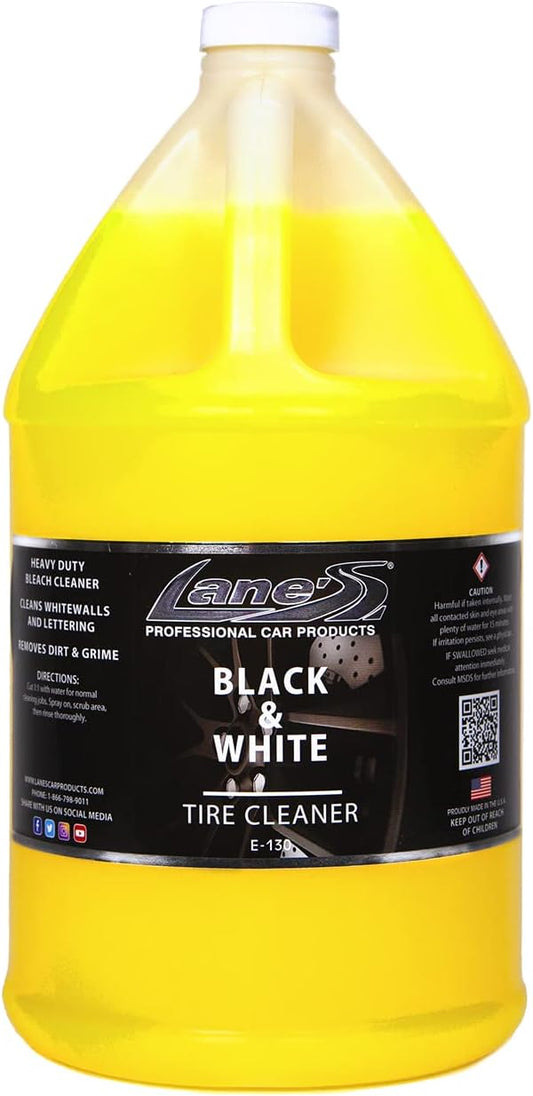 LANE'S Black and White Tire Cleaner- Tire Cleaner, Cleaning Tire Spray, Strong Tire Cleaner - Formulated Cleaning Strength, Restores Rubber to Black, Fast Acting Tire Cleaner- 1 Gallon