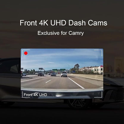 4K Dash Cam Suitable for Toyota Camry 2025-2026 LE SE XLE XSE Nightshade (HD2-06090), OEM Factory Look, UHD 2160P Video, Built-in WiFi & APP, Loop Recording, G-Sensor, Plug & Play, 128GB Card