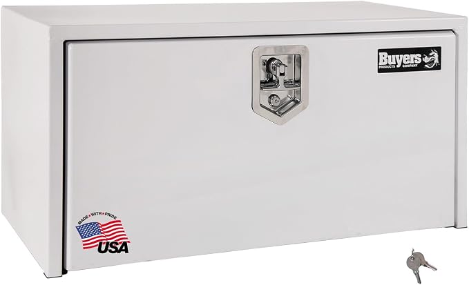 Buyers Products 1704405 White Steel Underbody Truck Tool Box, 24 x 24 x 36, Made in USA, 14 Ga Steel, Locking Stainless Latch, Weather-Resistant, Powder-Coated, Secure Storage for Work Trucks