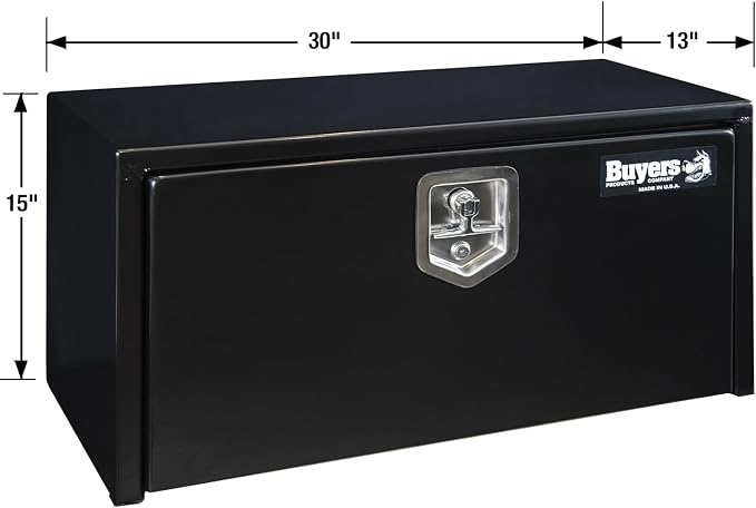 Buyers Products 1703324 Black Steel Underbody Truck Tool Box – 15 x 30 x 30 Inch - Truck Bed & Underbelly RV Storage Box, Locking T-Latch, Weather-Resistant, Heavy-Duty Flatbed Job Box, Made in USA