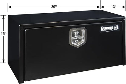 Buyers Products 1703324 Black Steel Underbody Truck Tool Box – 15 x 30 x 30 Inch - Truck Bed & Underbelly RV Storage Box, Locking T-Latch, Weather-Resistant, Heavy-Duty Flatbed Job Box, Made in USA