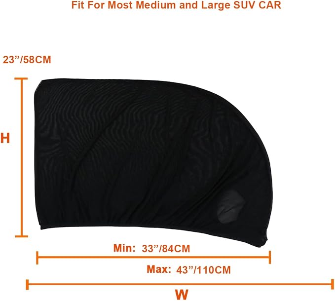Car Front Window Screen up to 22"x42", Elastic Mesh Car Sun Shade fit for Medium and Large SUV