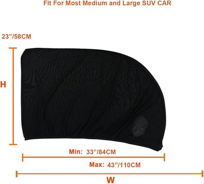Car Front Window Screen up to 22"x42", Elastic Mesh Car Sun Shade fit for Medium and Large SUV