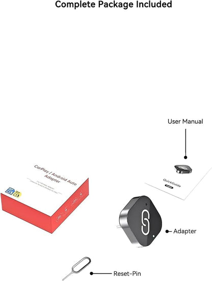 USB-C Wireless CarPlay & Android Auto Adapter, Plug-in Dongle Converts Factory Wired CarPlay/Android Auto to Wireless