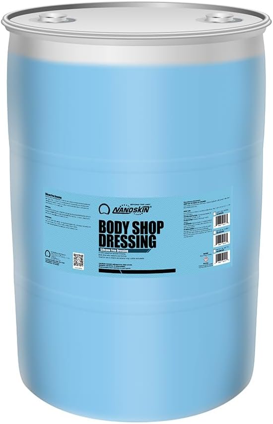 Nanoskin Body Shop Dressing 30 Gallons - Body Shop Safe, Silicone Free Formula | Restores Deep Black Color on Exterior Tires, Vinyl, Rubber, Plastic & Trim | Safe for Cars, Trucks, RVs, Boats & More