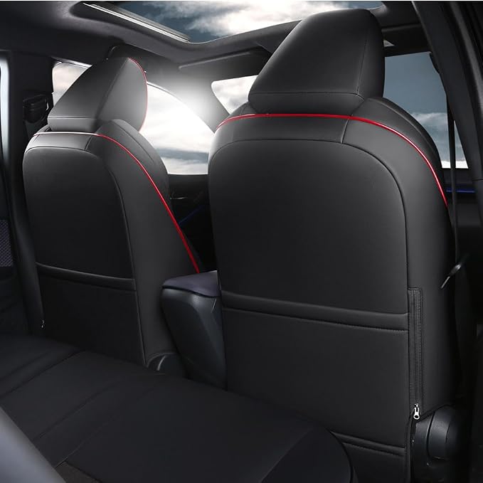 CocheFamilia Custom Fit Corolla Car Seat Covers for Select 2019 2020 2021 2022 2023 2024 2025 Toyota Corolla Hatchback SE, XSE, Nightshade - Full Set,Leather (Black with red Trim)