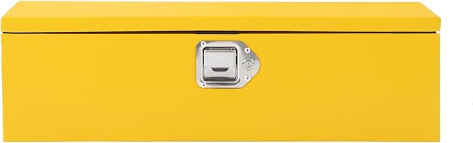 Garvee Black Steel Truck Bed Tool Box, Diamond Plate Tool Box with Side Handle and Lock Keys, Storage Toolbox Chest Box Organizer for Pickup, Truck Bed, RV, Trailer
