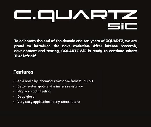 CARPRO CQUARTZ SiC 50ml Kit - Car Ceramic Coating Finish, Quartz Based Nanotechnology, Bonds to Paint, Glass, Metal and Plastic