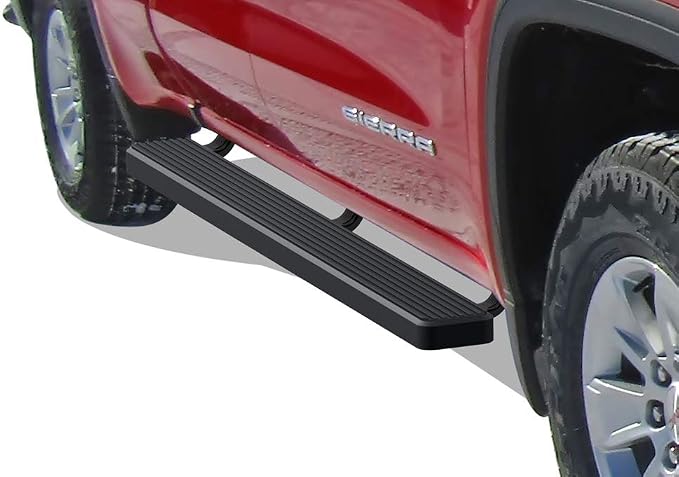 APS 5in Stainless Steel Black Running Boards Compatible with Silverado Sierra 1500 2019-2026 Extended Cab & 2500 3500 2020-2026 (Exclude 19 1500 LD)(Silverado 1500 LTD Sierra 1500 LD 2022)