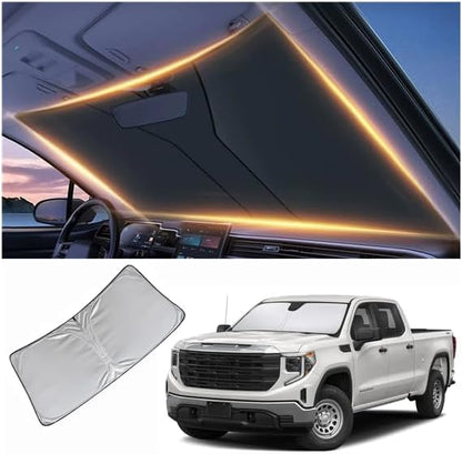 Windshield Sun Shade for GMC Sierra 1500 Front Window Shades Cover for 1999-2024 2025 2026 Sierra 1500 Windshield Sun Visor Protector Car Accessories