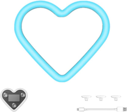 Romantic Heart-Shaped Car LED Ambient Light - Solar & Type-C Powered, 5 Lighting Modes, Universal Fit, for Women (Ice Blue)