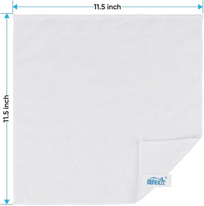 HOMEXCEL White Microfiber Cleaning Cloth, 24 Pack Cleaning Towels for Kitchen, Lint Free, Scratch-Free, Highly Absorbent, and Reusable Cleaning Rags for House, Window and Glass, Cars, 11.5 X11.5 inch