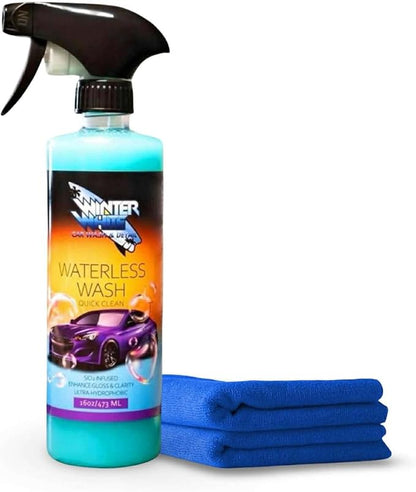 Winter White Ceramic Waterless Car Wash Spray – SiO₂ Infused Formula – Cleans, Shines & Protects Without Water – High Lubricity All Surface Cleaner for Cars, Boats, Motorcycles, RVs & ATVs – 16 oz