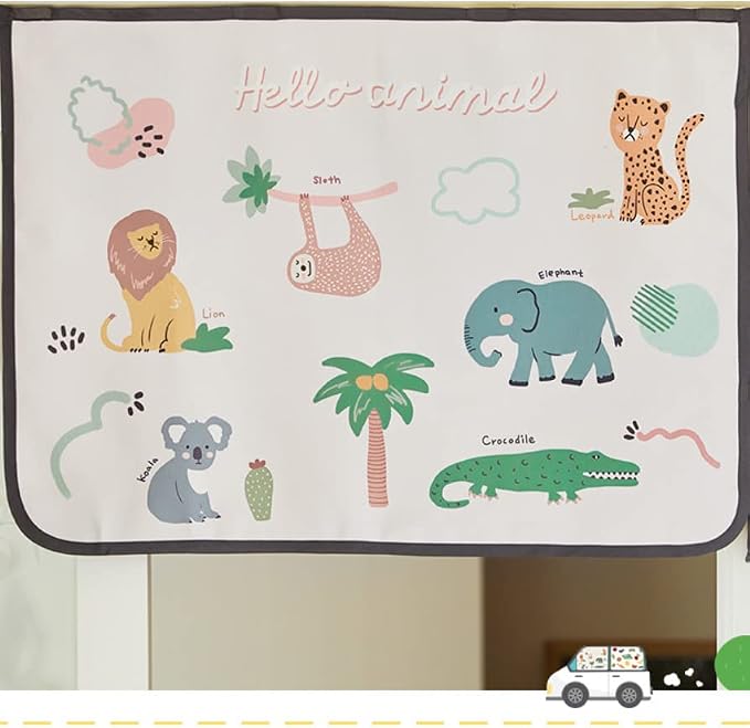 Magnetic Car Sun Shade Curtain for Side Window – Sun Blocker and UV Protector for Baby, Kids, and Pets – Universal Fit with Built-in Magnets for Steel-Framed Door (Animal Friends)