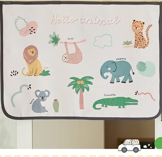 Magnetic Car Sun Shade Curtain for Side Window – Sun Blocker and UV Protector for Baby, Kids, and Pets – Universal Fit with Built-in Magnets for Steel-Framed Door (Animal Friends)