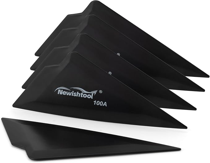 NEWISHTOOL 5-Pack Window Tint Tools Triangle Squeegee, 100A Hardness Black Corner Tool With Multi-Edge for PPF, Car Wrapping, Film Application