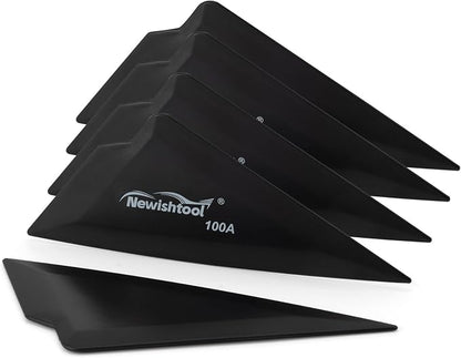 NEWISHTOOL 5-Pack Window Tint Tools Triangle Squeegee, 100A Hardness Black Corner Tool With Multi-Edge for PPF, Car Wrapping, Film Application