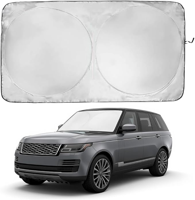 Windshield Sun Shade | Compatible for Land Rover Range Rover (2013-2021) | Certified 99.87% UVB & 99.02% UVA Car Sun Shade. Award Winning Sunshade - Patented Technology | Car Shades by Kinder Fluff