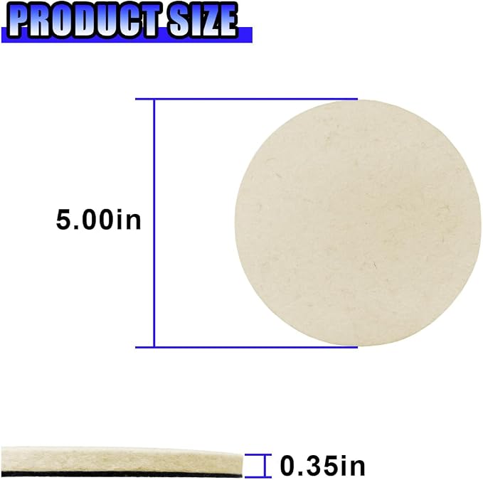 5PCS Car Glass Polishing Pads, 5" Wool Felt Buffing Wheel Polishing Pad Discs with Hook & Loop Back, Random Orbital Sander Polish Pad for Remove Scratch from Windshield, Window(5IN)