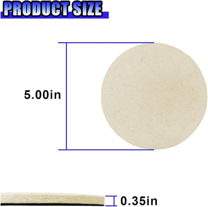 5PCS Car Glass Polishing Pads, 5" Wool Felt Buffing Wheel Polishing Pad Discs with Hook & Loop Back, Random Orbital Sander Polish Pad for Remove Scratch from Windshield, Window(5IN)