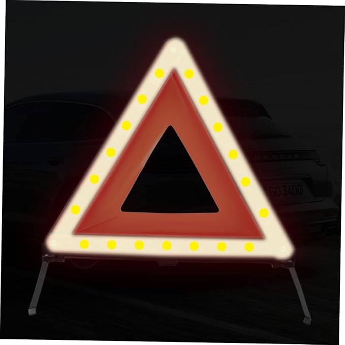 Roadside Hazard Warning Sign Kit 2pcs Triangle Warning Sign Led Triangle for Cars