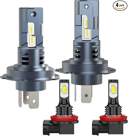 Bulb Combo for Toyota Tacoma 2012 2013 2014 2015 Hi/Lo Beam and Fog light | for halogen H4/9003 High Low Beam and H11/H8/H9 Fog Lamp Bulbs, 6500K Cool white 40W, 4-Pack